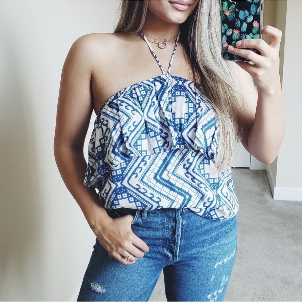 Daughters of the Revolution Blue Halter Top 3 L
